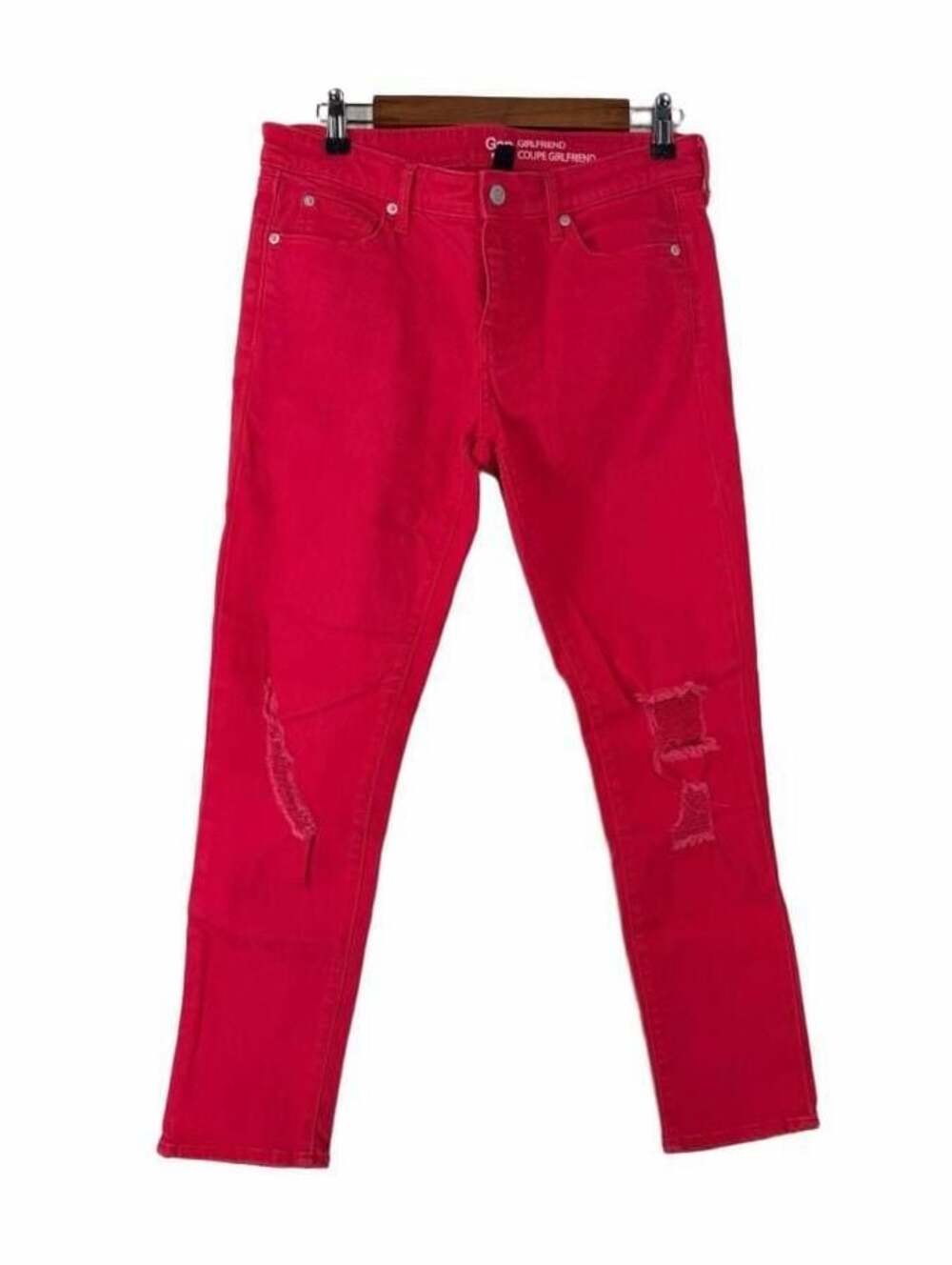 Gap Girlfriend Distressed Red Denim Jeans Womens Size 4R